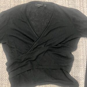 Theory Black Linen Wrap Cardigan Size Small